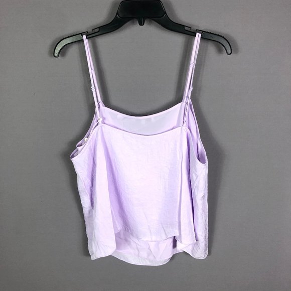VINCE Pale Iris Lavender Double Layer Camisole Cami Crop Tank Top Size L - Picture 10 of 10